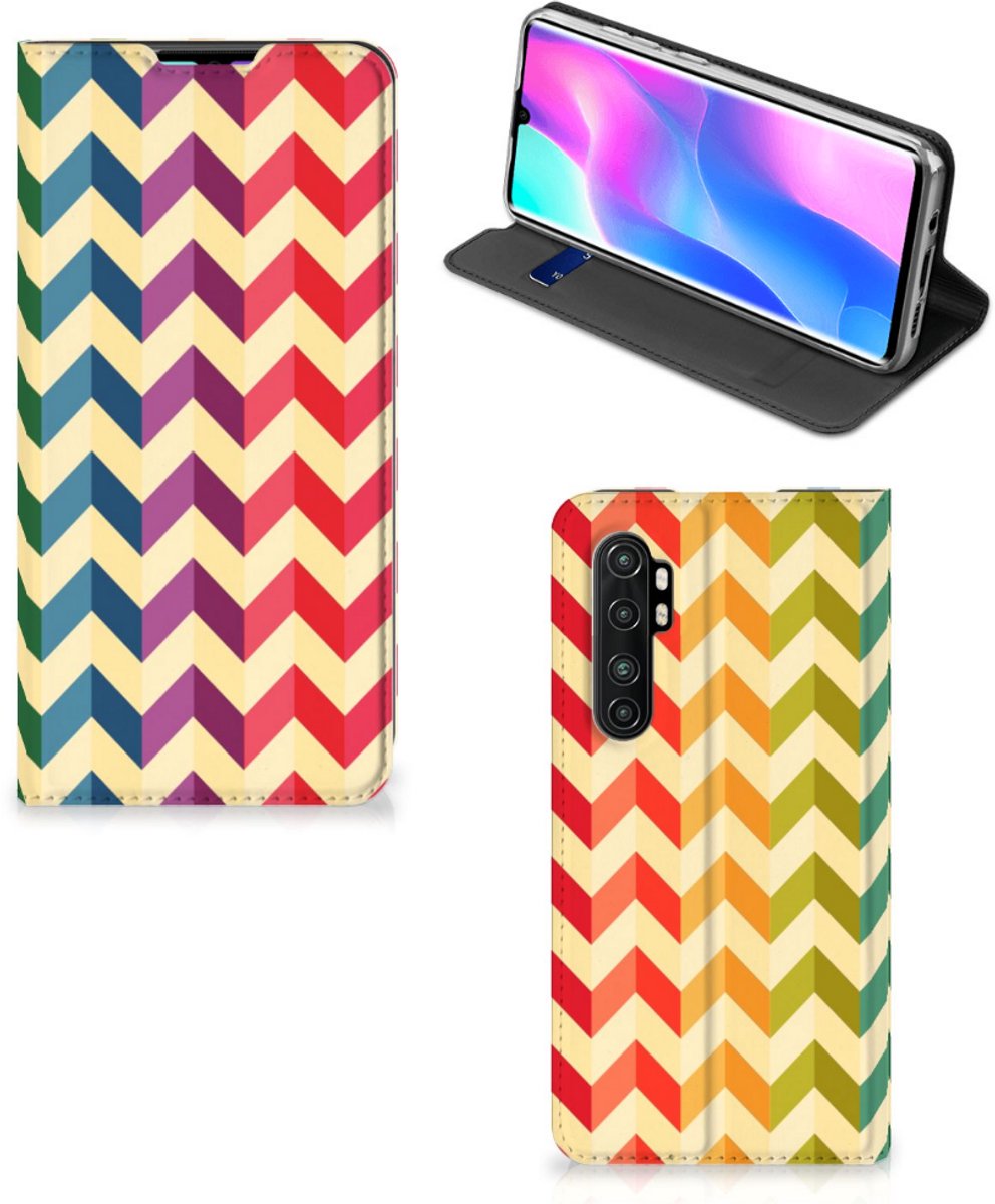 Xiaomi Mi Note 10 Lite Hoesje met Magneet Zigzag Multi Color