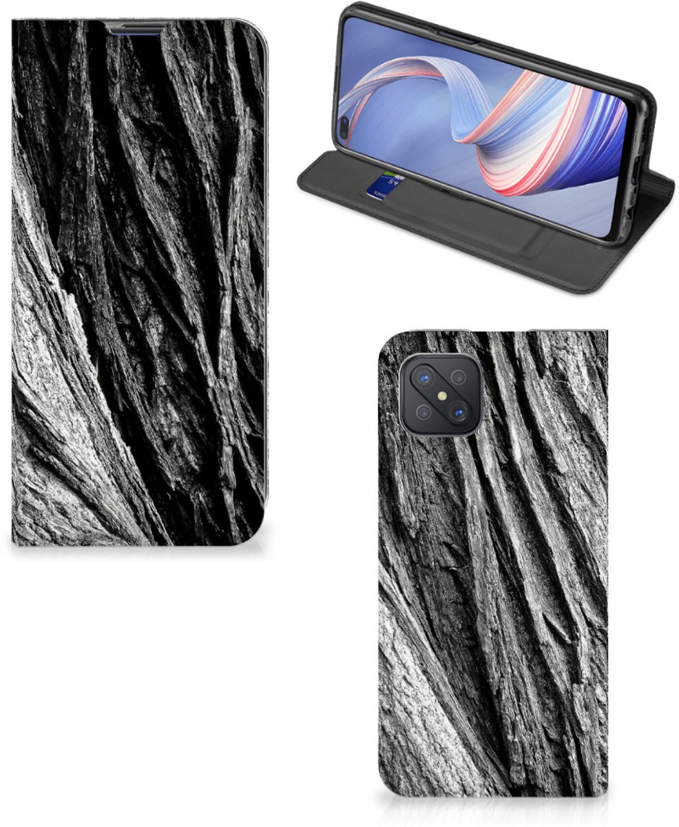Book Wallet Case OPPO Reno4 Z 5G Boomschors Grijs