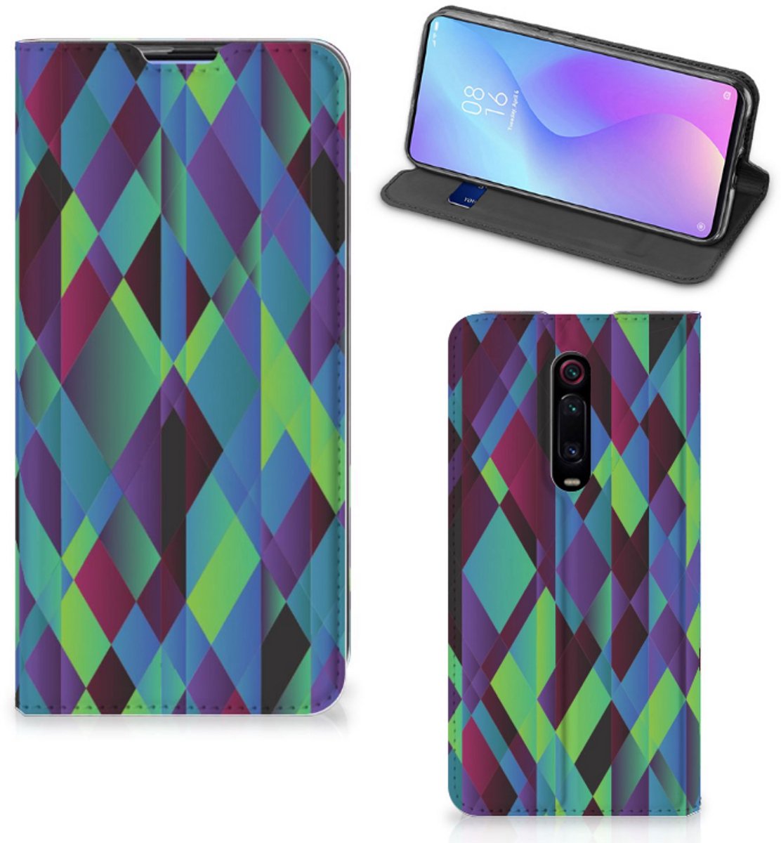 Xiaomi Mi 9T Pro Stand Case Abstract Green Blue