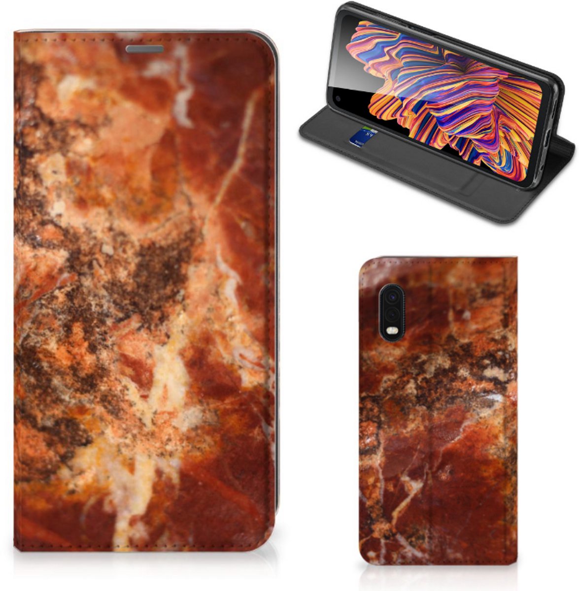 Samsung Xcover Pro Standcase Marmer Bruin