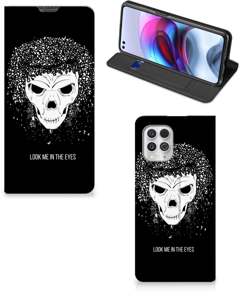 Mobiel BookCase Motorola Moto G100 Skull Hair