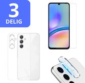 3 in 1 Set Geschikt voor Samsung Galaxy A35 - Transparant Hoesje + Screenprotector + Cameraprotector - Doorzichtige Shockproof TPU Case - Tempered Glass Screen Protector - Glazen Camerabeschermer - Set van 3