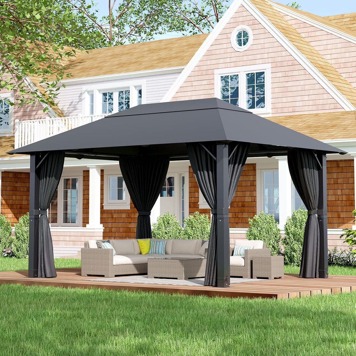 Tuinpaviljoen 3x4m Waterdicht UV50+ Aluminium – Luxe Partytent met Stevig Frame, Dubbel Dak Design en Afwateringssysteem – Winterbestendig Grijs – Laura