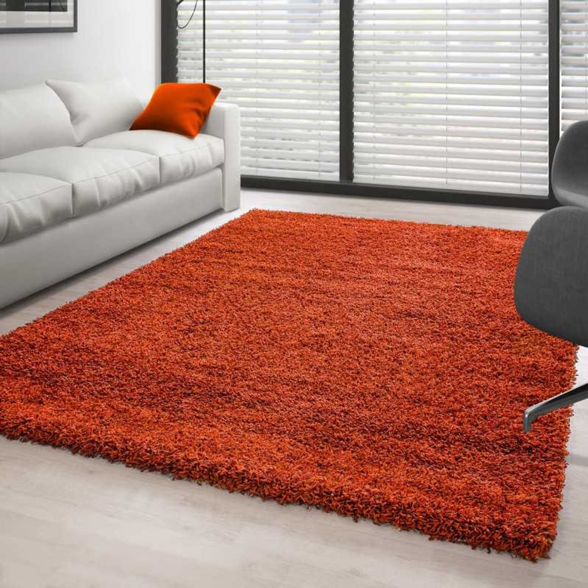 Hoogpolig vloerkleed, effen kleur TERRACOTTA 80x150 cm