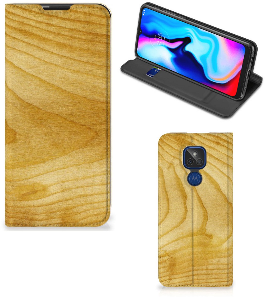 Motorola Moto G9 Play Book Wallet Case Licht Hout