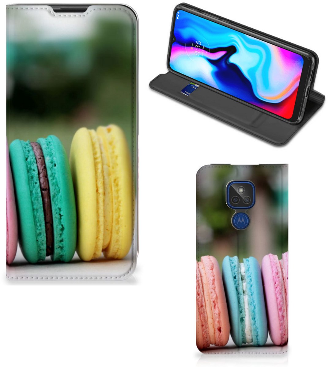 Standcase Hoesje voor Motorola Moto G9 Play Flip Style Cover Macarons