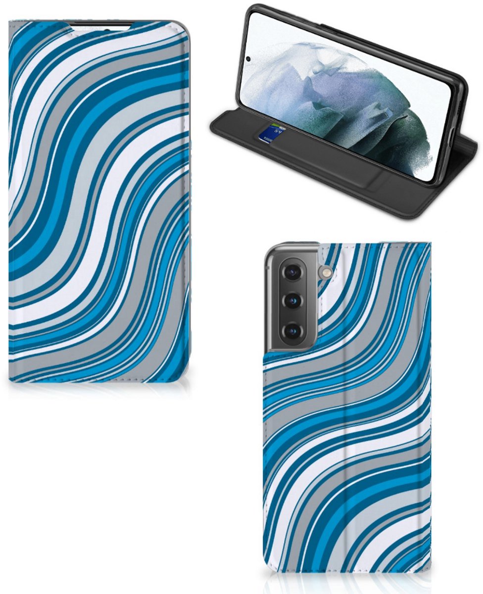 Samsung Galaxy S21 FE Hoesje met Magneet Waves Blue