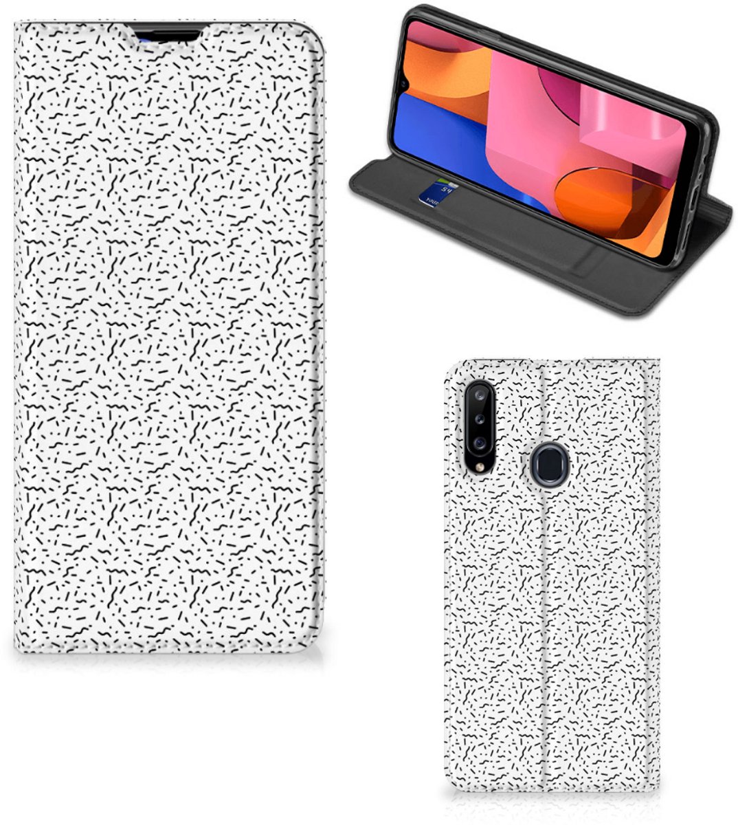 Samsung Galaxy A20s Hoesje met Magneet Stripes Dots