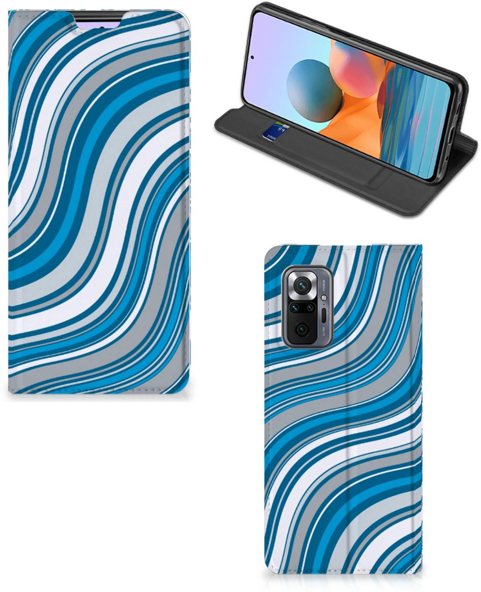 Xiaomi Redmi Note 10 Pro Hoesje met Magneet Waves Blue
