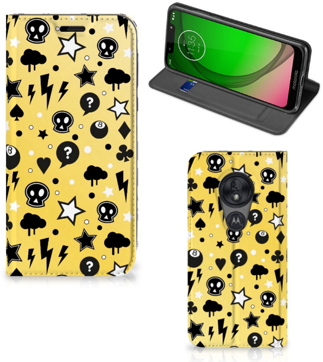 Mobiel BookCase Motorola Moto G7 Play Punk Geel