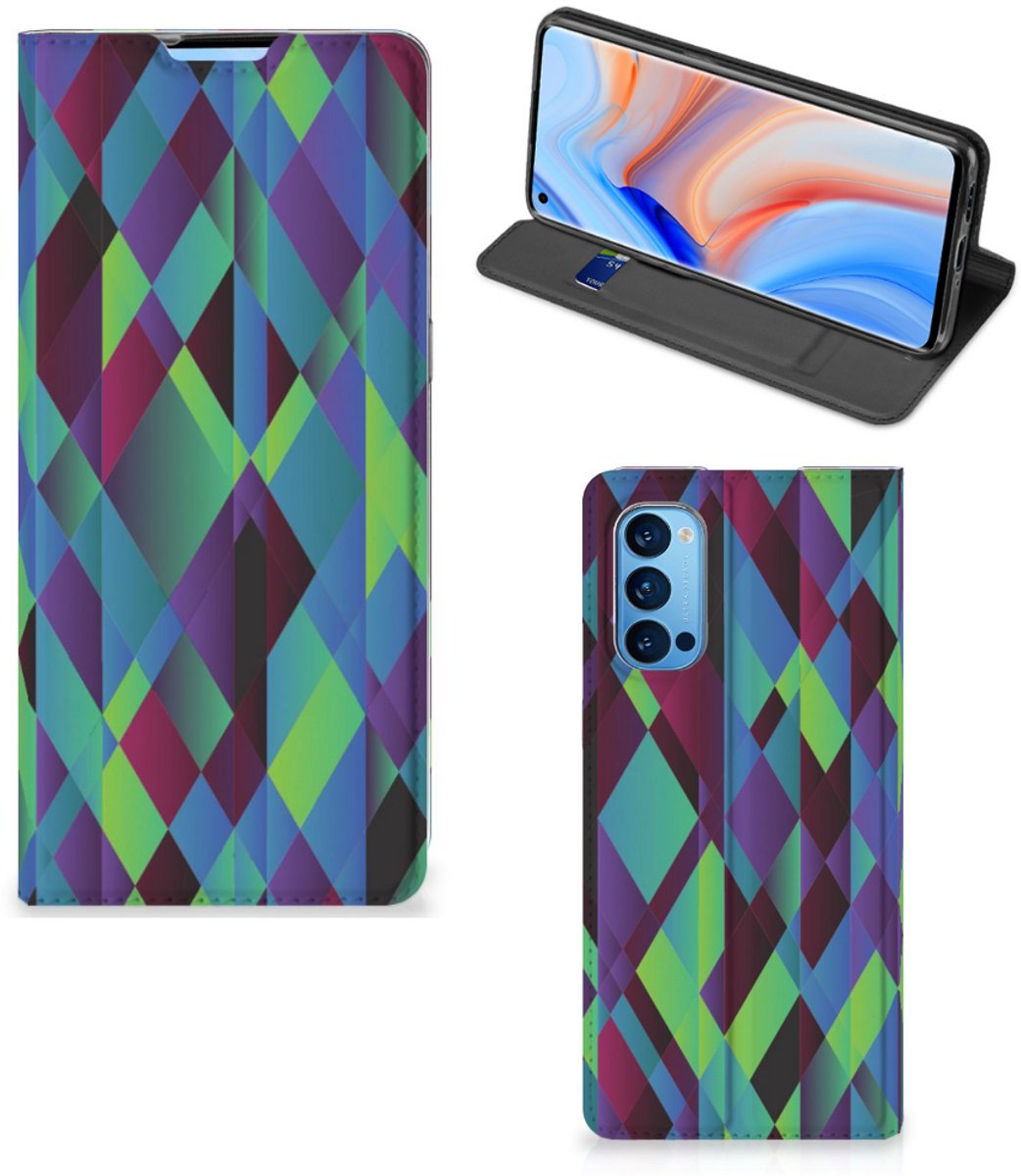 OPPO Reno4 Pro 5G Stand Case Abstract Green Blue