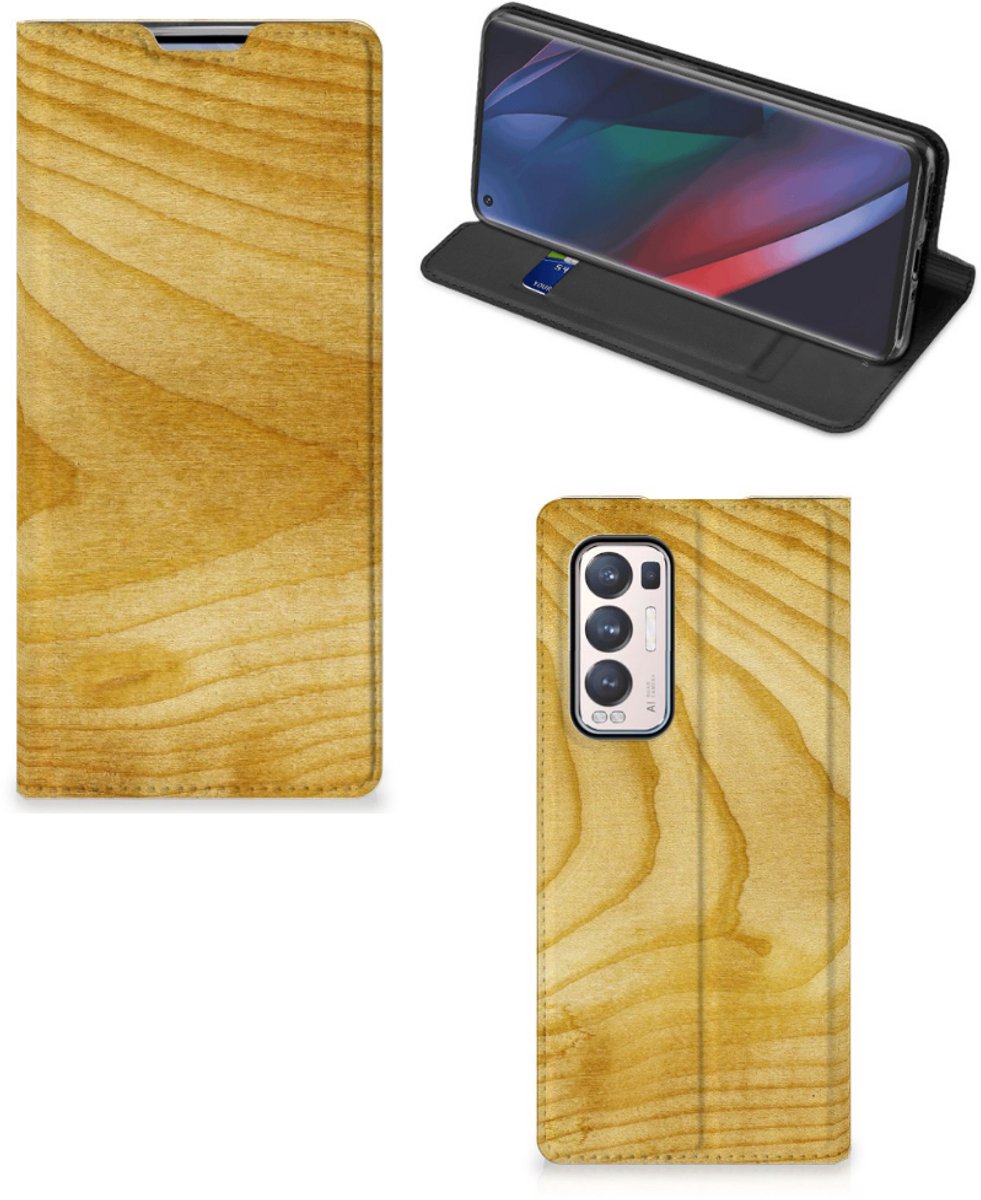 OPPO Find X3 Neo Book Wallet Case Licht Hout