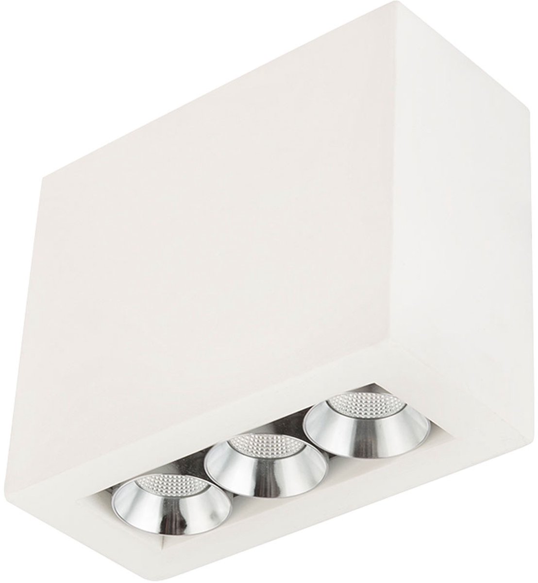 LED opbouwspot gu10 Plafondlamp gips wit, 3 vlammen, 3x 6W 3x 440lm 3000K, LxH 12,2x10 cm