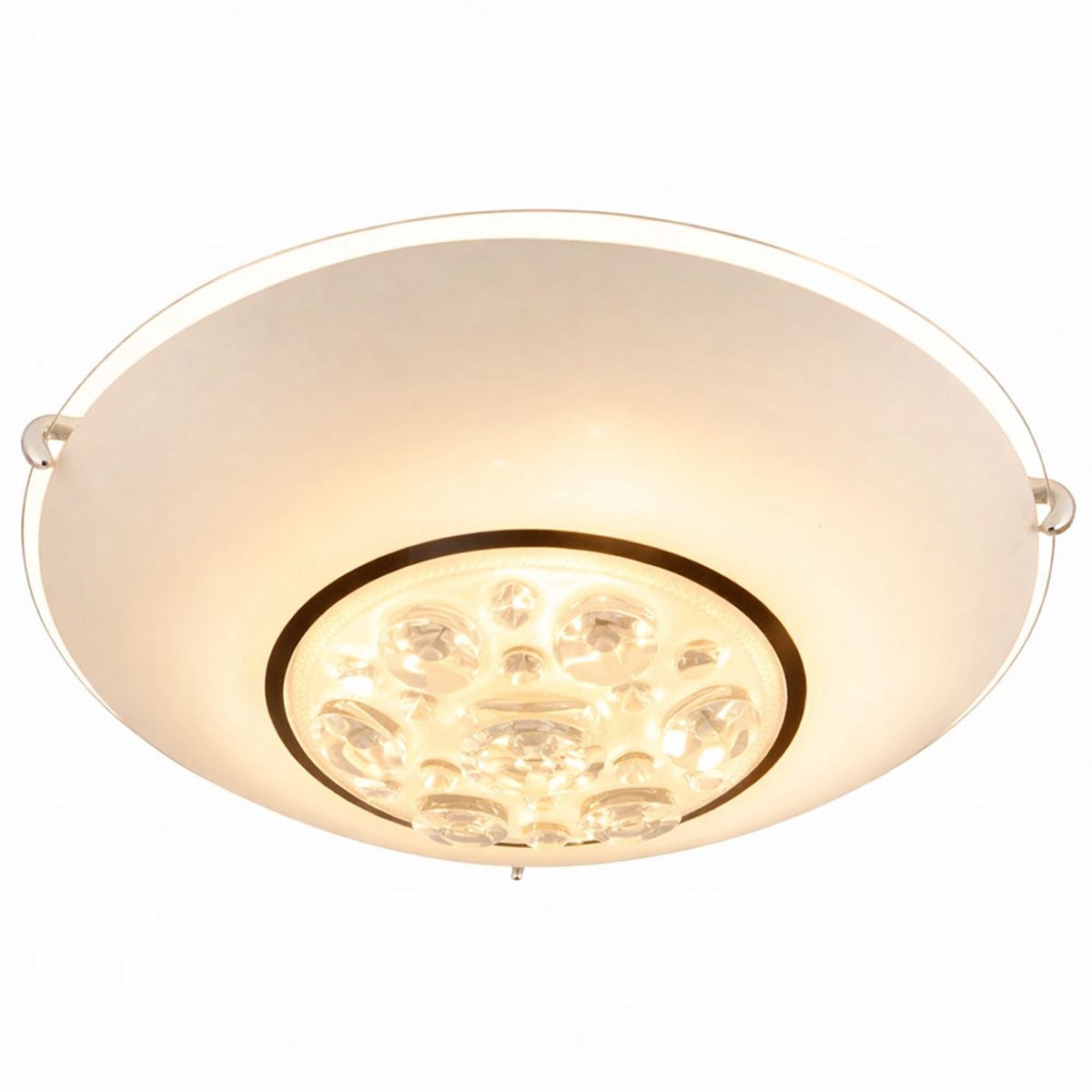 LED 8 Watt plafondlamp ronde glazen lampenkap kristallen helder licht