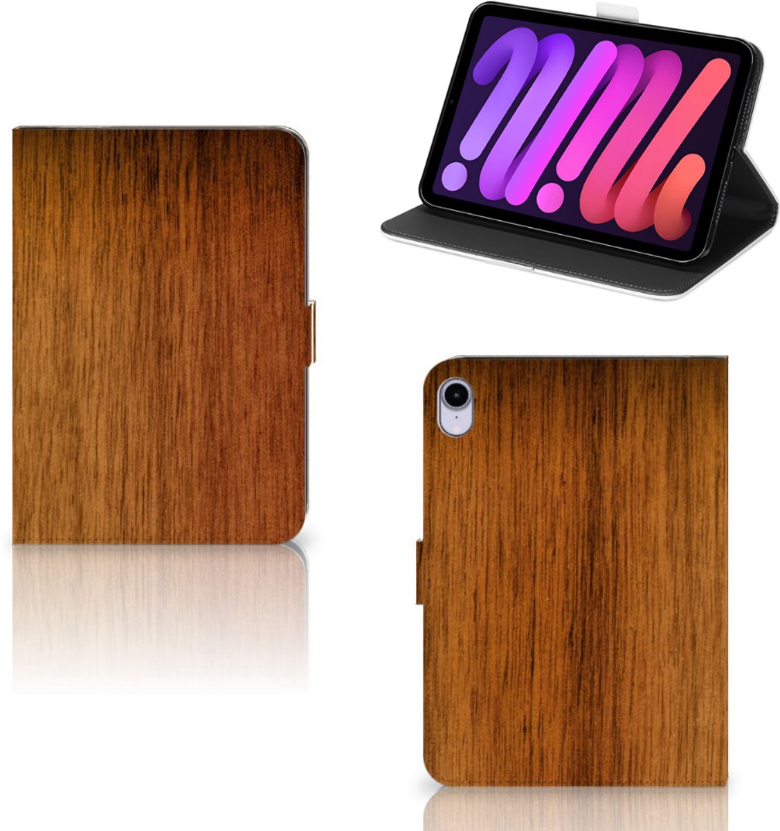 iPad Mini 6 (2021) Tablet Book Cover Donker Hout
