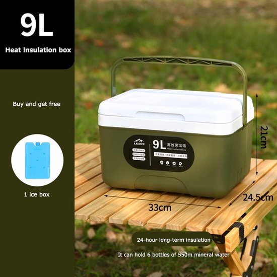 Auto Koelkast Vriezer - Mobiele Koeler - Picknick Reizen - Warm en Koud - 6L of 9L - Legergroen — afbeelding 5