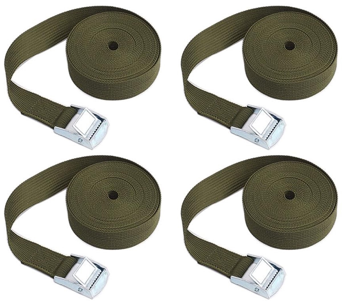 Dailygoods- Spanbanden met ratel - Verstelbare sjorbanden - 4 stuks - 3 m x 25 mm - Roest- en corrosiebestendig - Hoge hardheid en taaiheid
