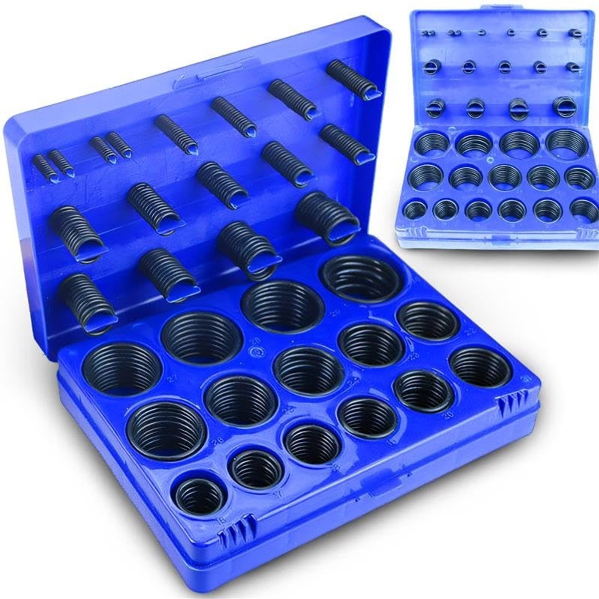 Dailygoods- O-ringen set 419 Stuks - NBR Rubber - Oliebestendig - Diverse Maten - Robuuste Opbergdoos - Betrouwbare Dichting - Afdichtringen