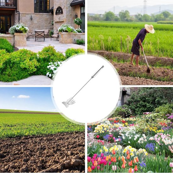 Onkruidhark Tuin - Wortelgereedschap Schoffel - Onkruid Verwijderen - Verlengde Handgreep - 32 cm - Zilver — afbeelding 3