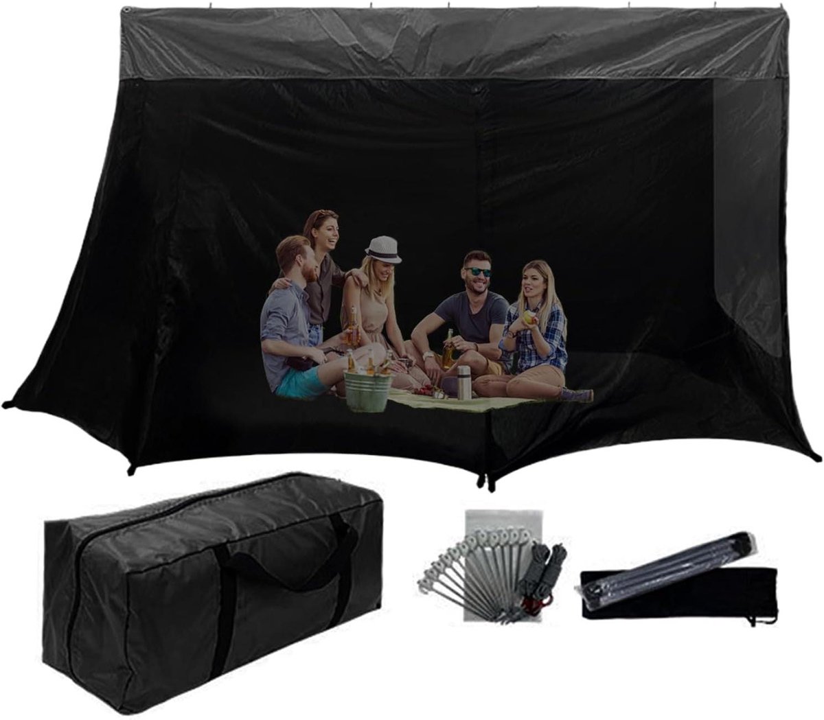 Autokampeertent - Voertent Achterklep - Outdoor Kamperen - UV Bescherming - 320x198x195 Cm - Legergroen
