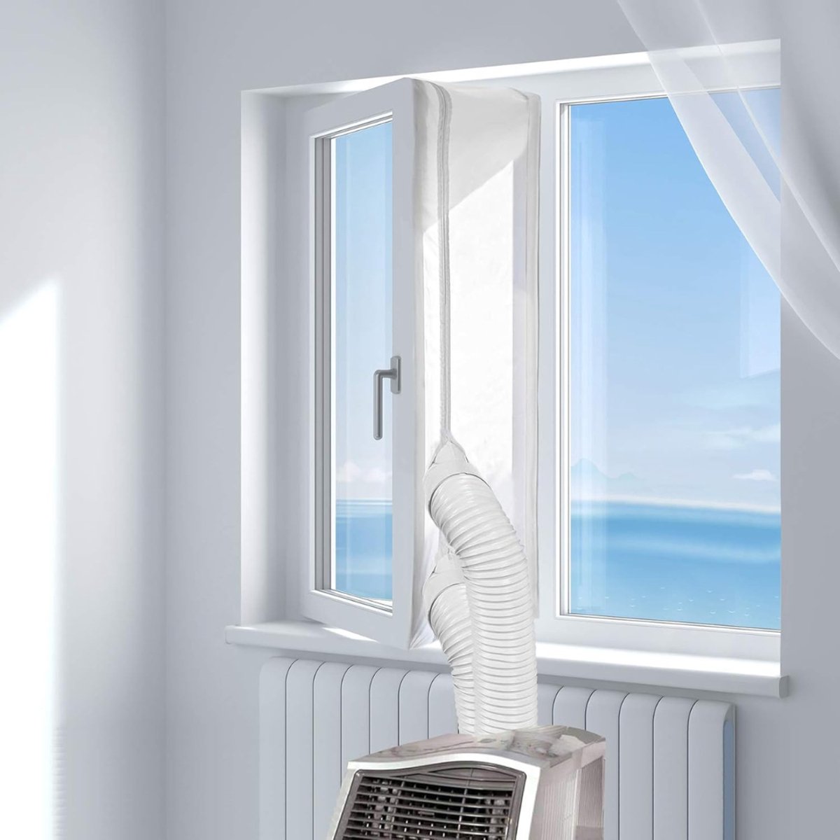 QUOVO® Raamafdichting Airco - Raamafdichting Mobiele Airco - Raamafdichting Airco Universeel - Wit - 32cm x 22cm x 5cm