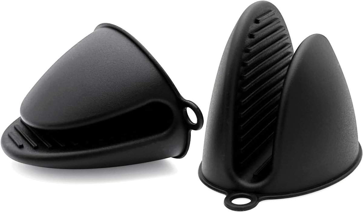 Siliconen Ovenwanten - Mini Grippers - Warme Keuken - Vingerbescherming - 2 Stuks - Zwart