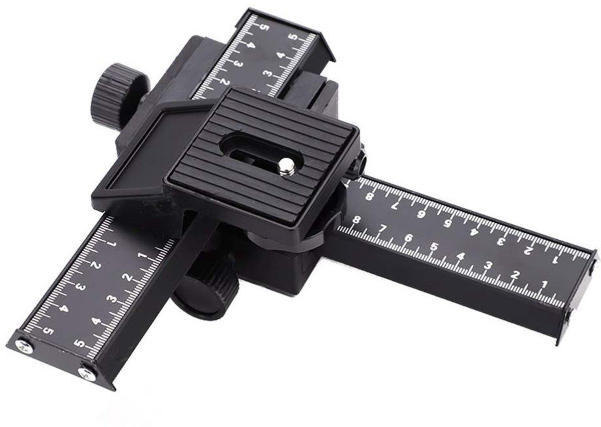 NTH products- Stelschuif met 4-weg macro-scherpstelrail - Aluminiumlegering - Universele 1/4 inch montageschroef - Nauwkeurige schaalverdeling - Stevige structuur - Voor close-ups - Camera Rail