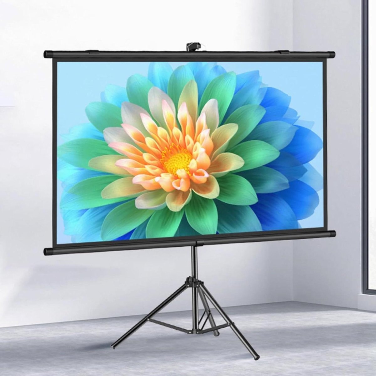 Projectiescherm met Statief - Draagbaar Scherm - Thuisbioscoop Creëren - Kreukvrij HD Beeld - 60/72 inch - Wit