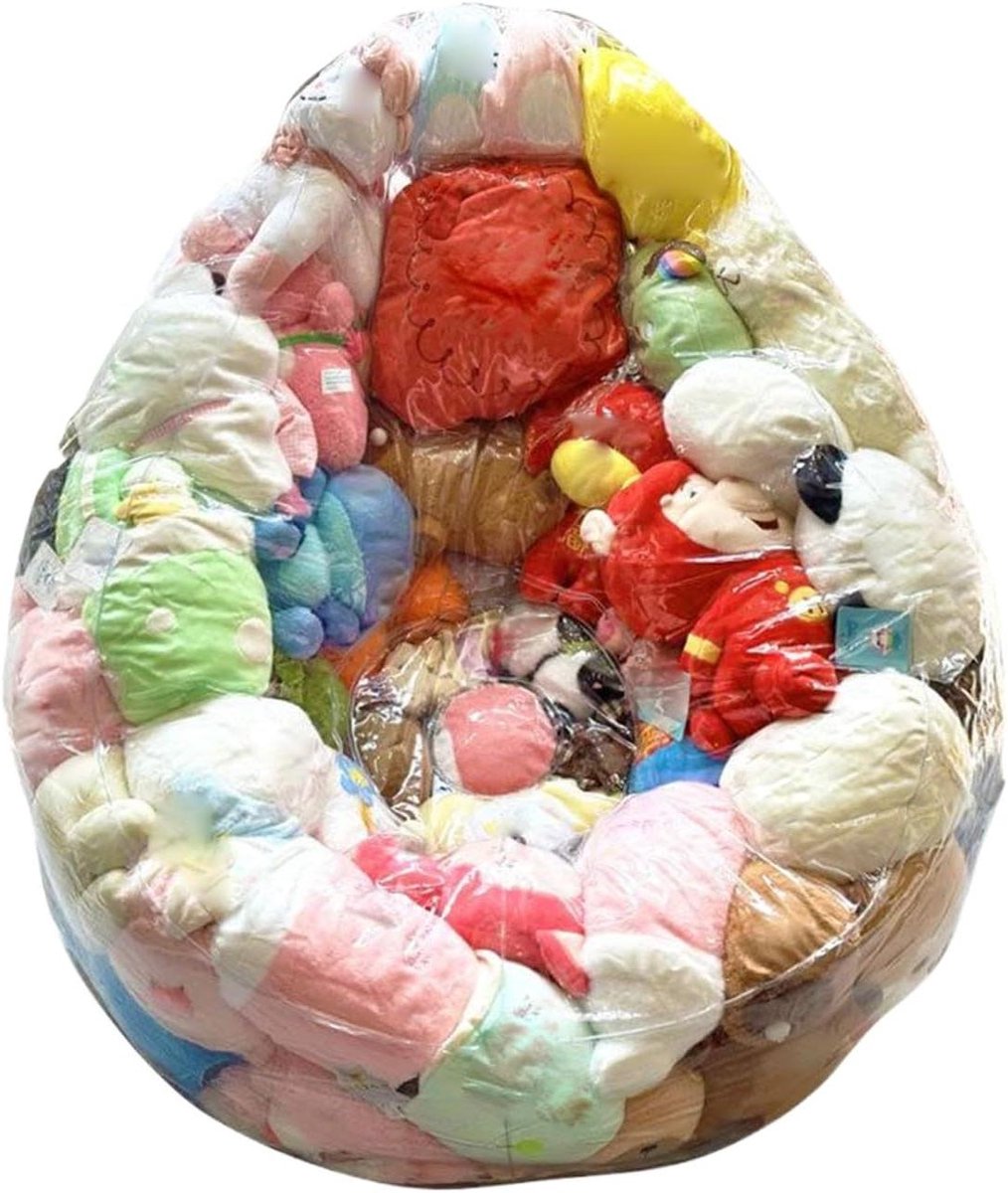 Zitzakhoes met Transparant Venster - Opbergzak Stoel - Speelgoed Organiseren - Vlekbestendige Afwerking - 75 x 75 x 60 cm