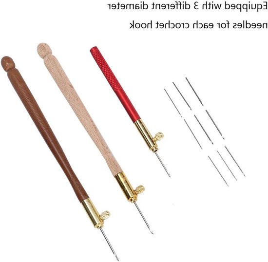 Set van 3 Haaknaalden met RVS en Houten Handvat voor Borduren, Haken en DIY Naaien Accessoires — afbeelding 4