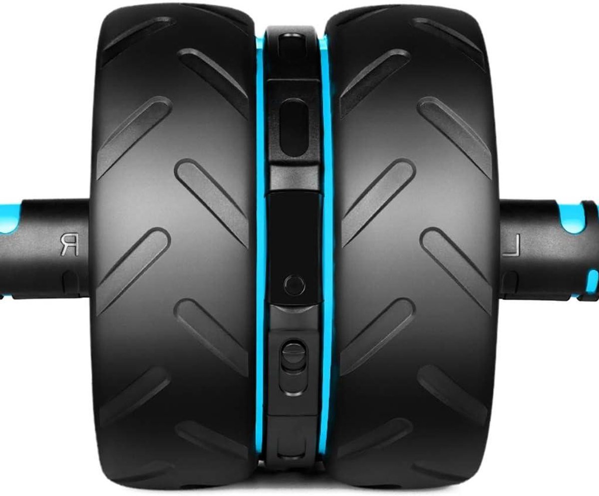 Buikspierroller - Core trainer - Thuis sporten - Zachte rubberen wielen - 43 cm lengte - Zwart en blauw
