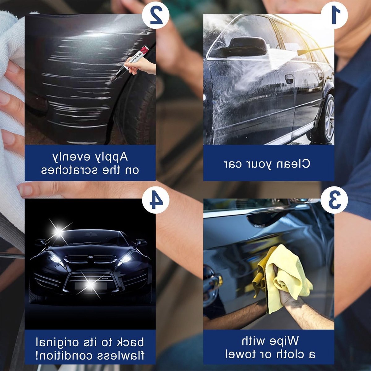 Pack van 3 Krassenverwijderaars voor Auto, Verfhersteller Pen, Waterdicht en Roestvrij voor Schade aan Carrosserie en Fietsen – foto 4
