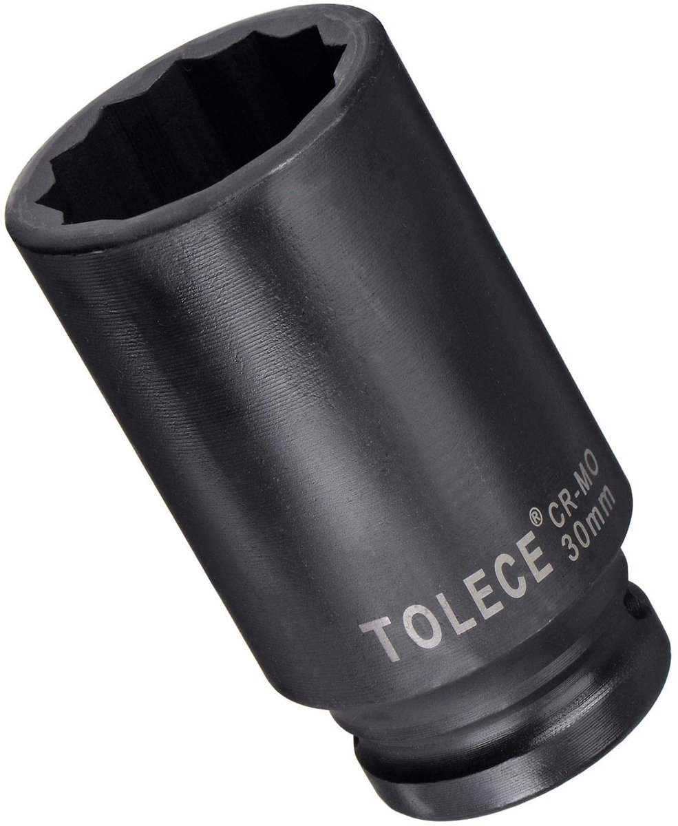 Dailygoods- Impactsocket 30 mm - 12-punts - Diepe Socket - CR-MO Staal - Voor Auto-onderhoud - Inclusief Draagtas - Moersleutel