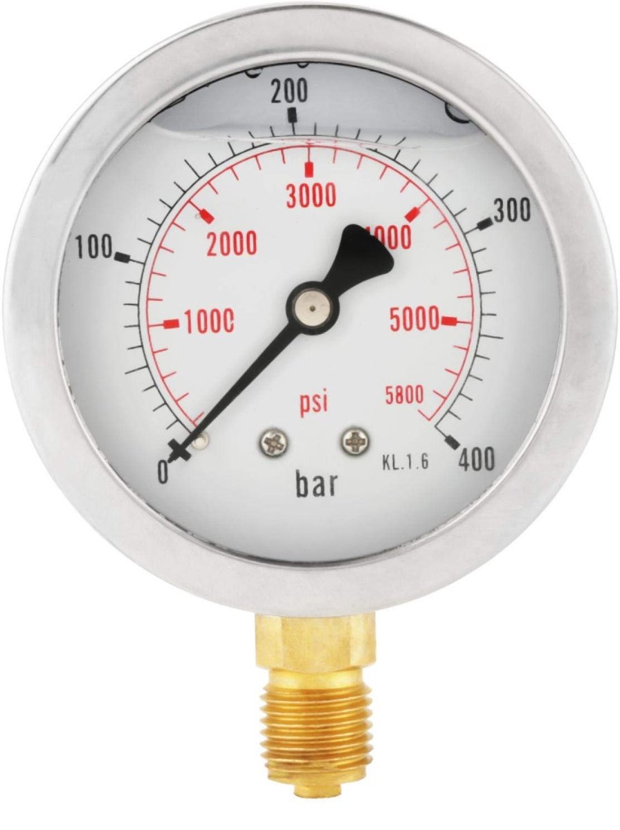 Dailygoods- Manometer 63 mm - Drukmeter 0-400 bar / 0-5800 psi - G1/4" Schroefdraadaansluiting - Metalen Behuizing - Stabiele Prestaties