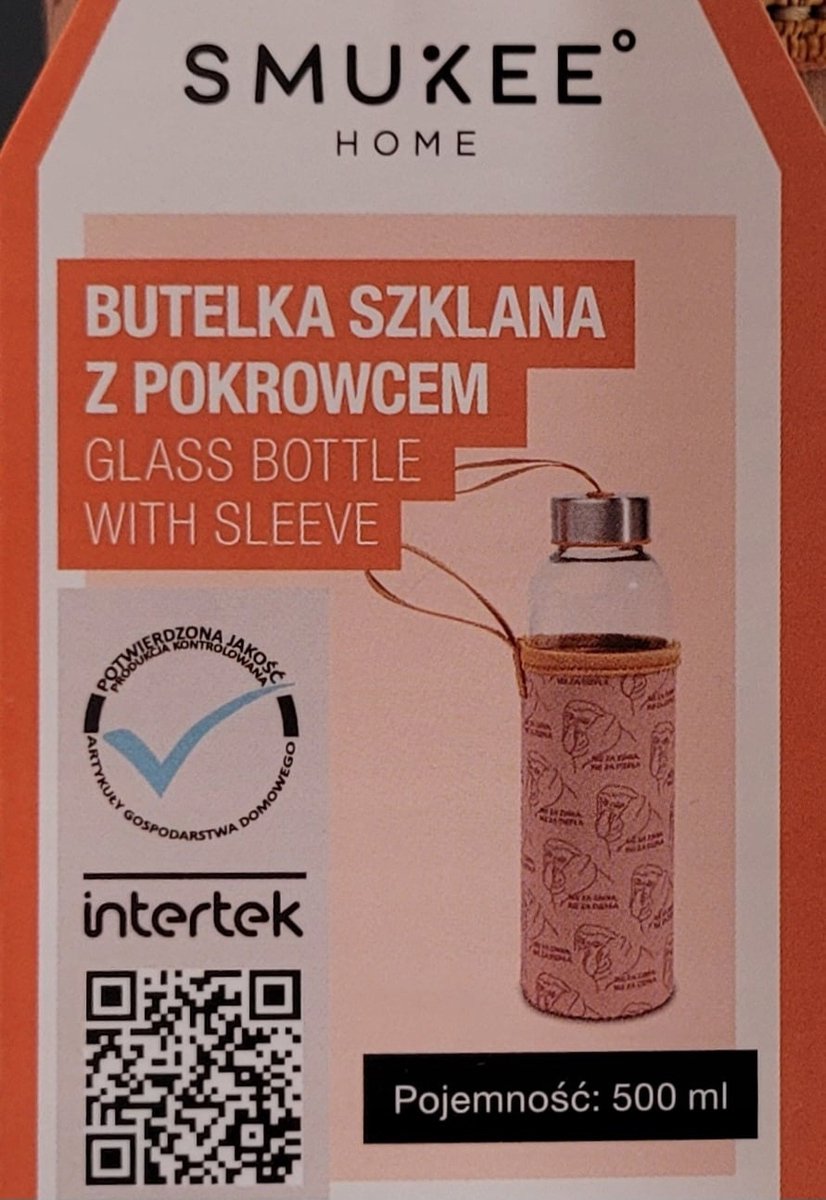 Smukee Home Glazen Fles 500ml met Beschermhoes