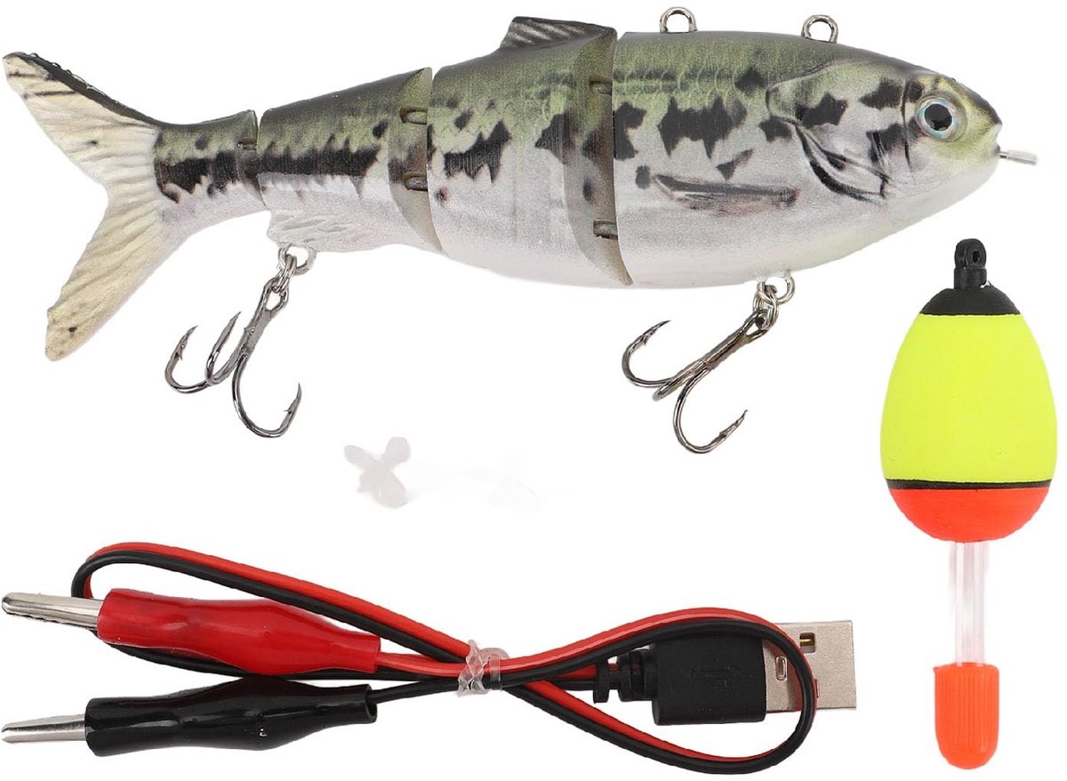 JHUBERS - Elektrisch visaas - Swimbait met meerdere knopen - USB-oplaadbaar voor langdurig gebruik - Geschikt voor zoetwateromgevingen - Realistisc...