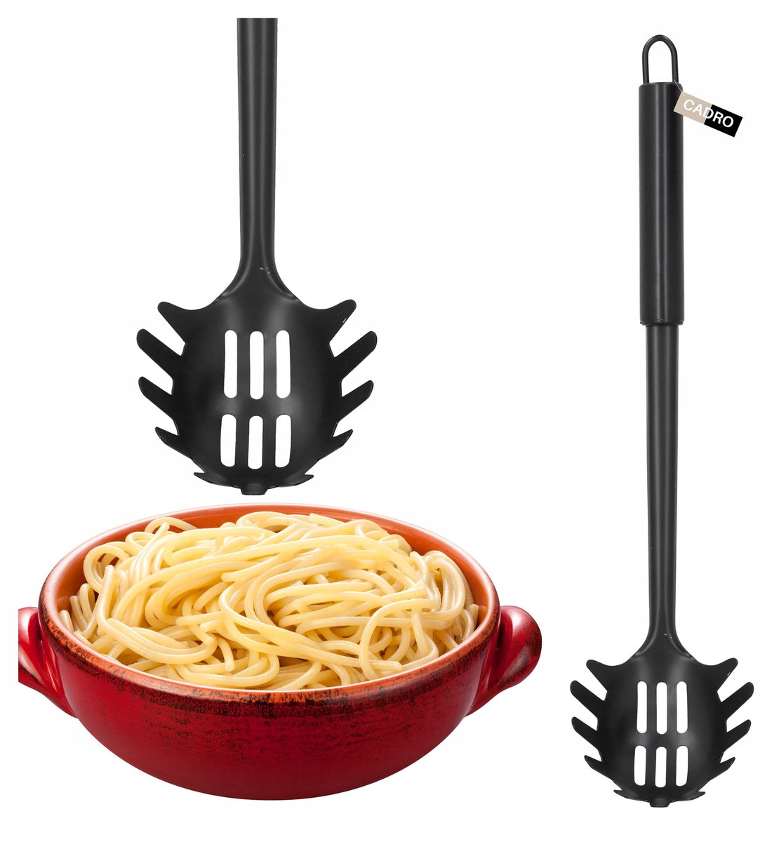 Zwarte roestvrijstalen pastalepel - 30 cm