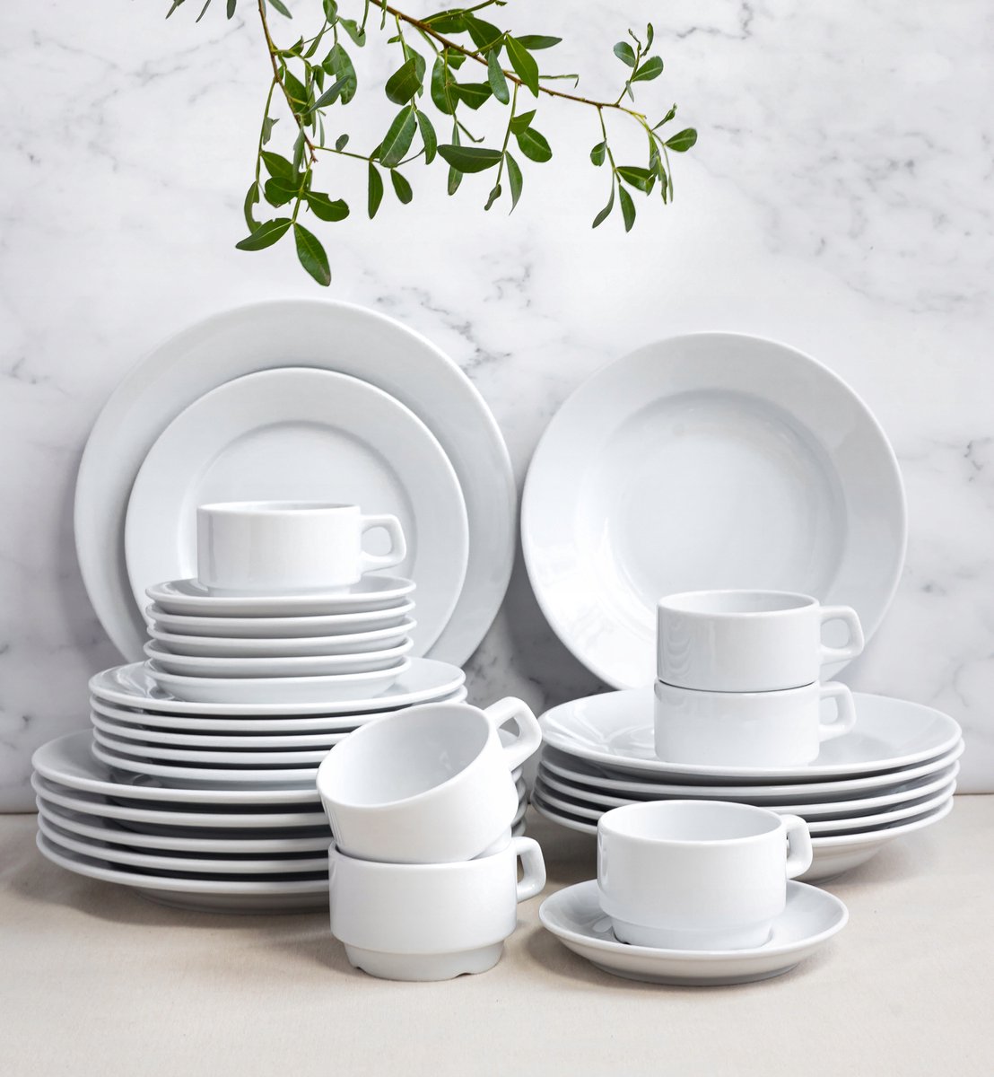 Lubiana Corona Porselein Servies 72 Delen voor 12 Personen - Wit