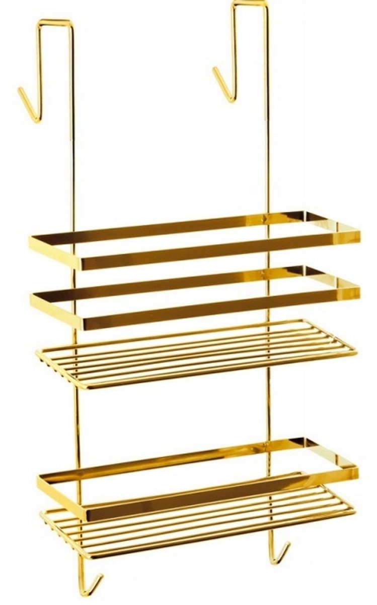 Gouden Wandrek Badkamer 2-Laags met Haken - Stijlvol & Praktisch