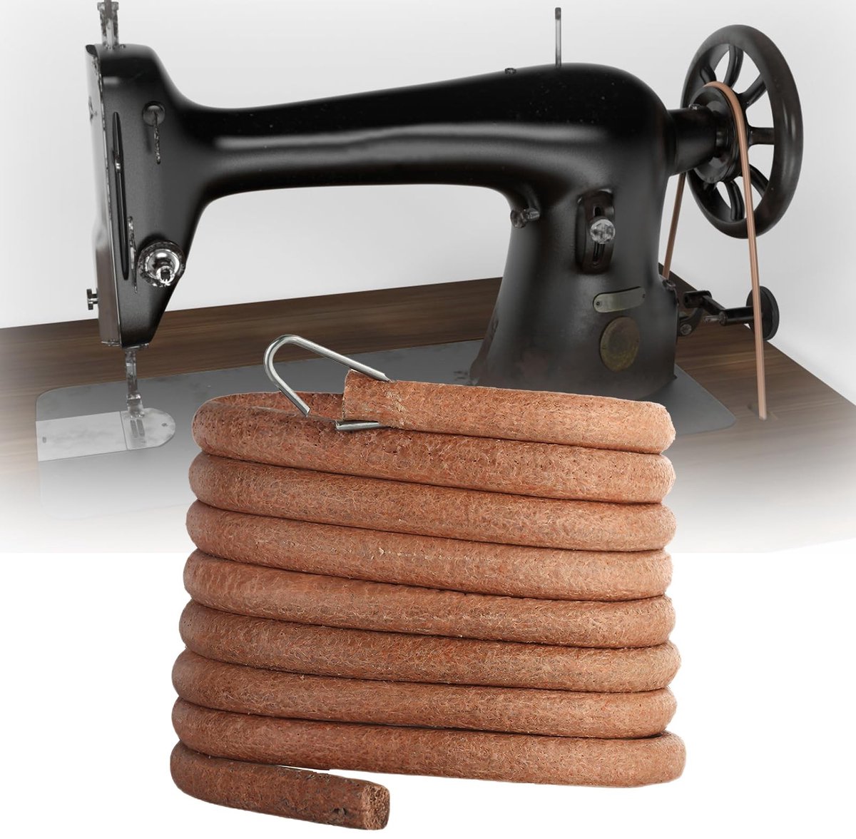 JHUBERS- Naaimachine Riem 183 cm - Leren Riem - Compatibel met Pedaalnaaimachines - Eenvoudig te Installeren - 6 mm Dikte - Duurzaam Rundleer - Naai Riem