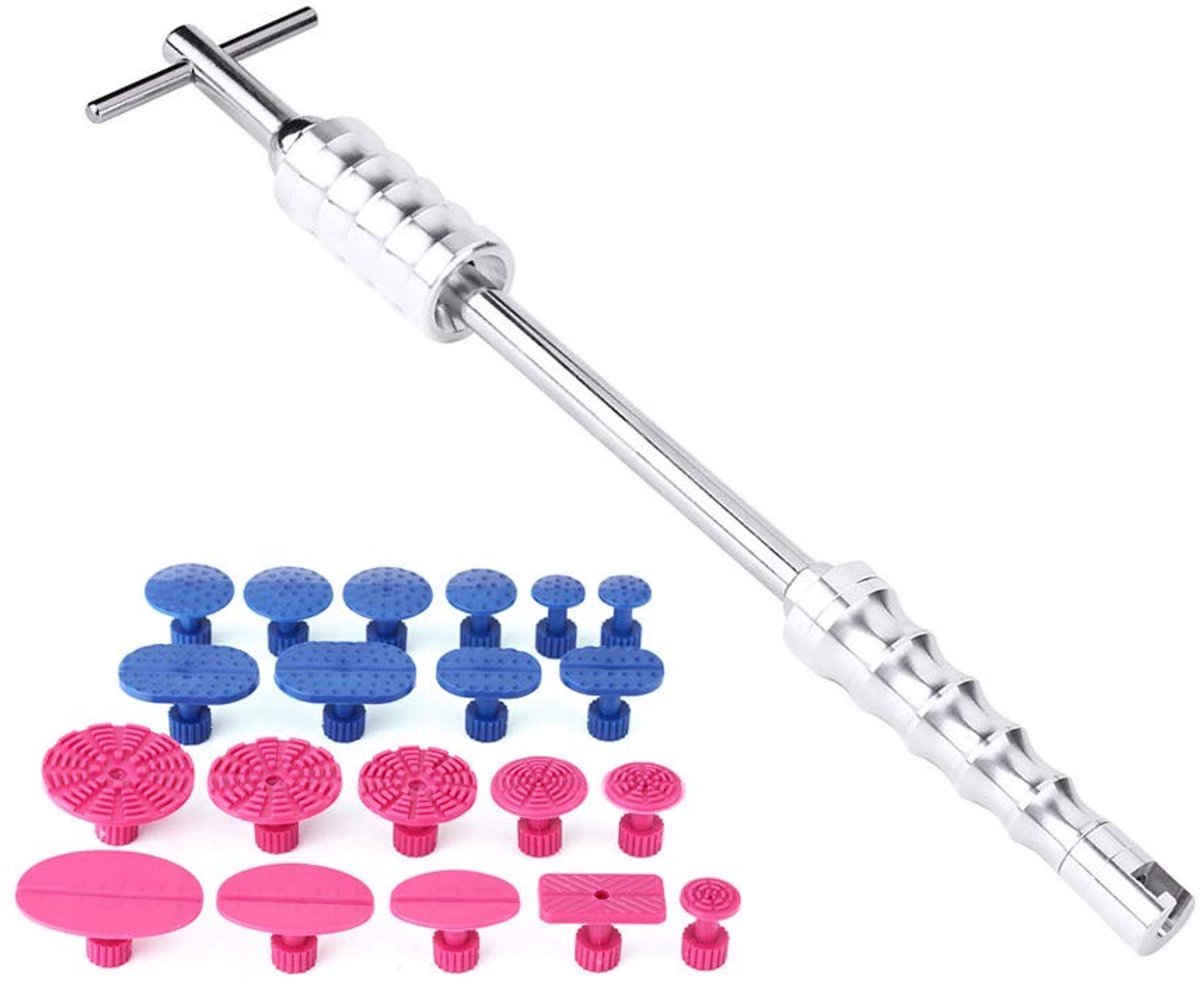 Dailygoods- Deukentrekker Set - T-bar Slagtrekker - 20 Stuks Trek Tabs - Aluminium/Plastic - Voor Auto/Motor/Truck - Snelle Reparatie - Deukhersteller