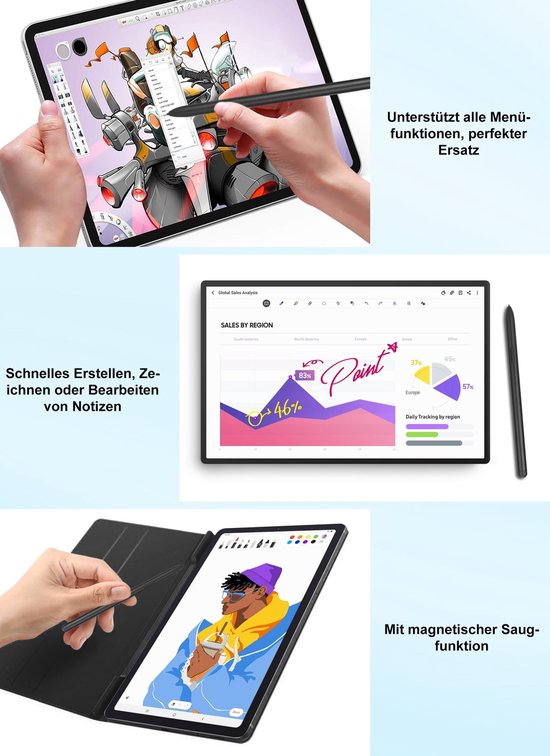 JHUBERS - Bluetooth Stylus Pen - Vervangingspen - Lichtgewicht - 5 Tips - Geschikt voor Tab S7 S8 - Perfect voor Creatieve Taken — afbeelding 5