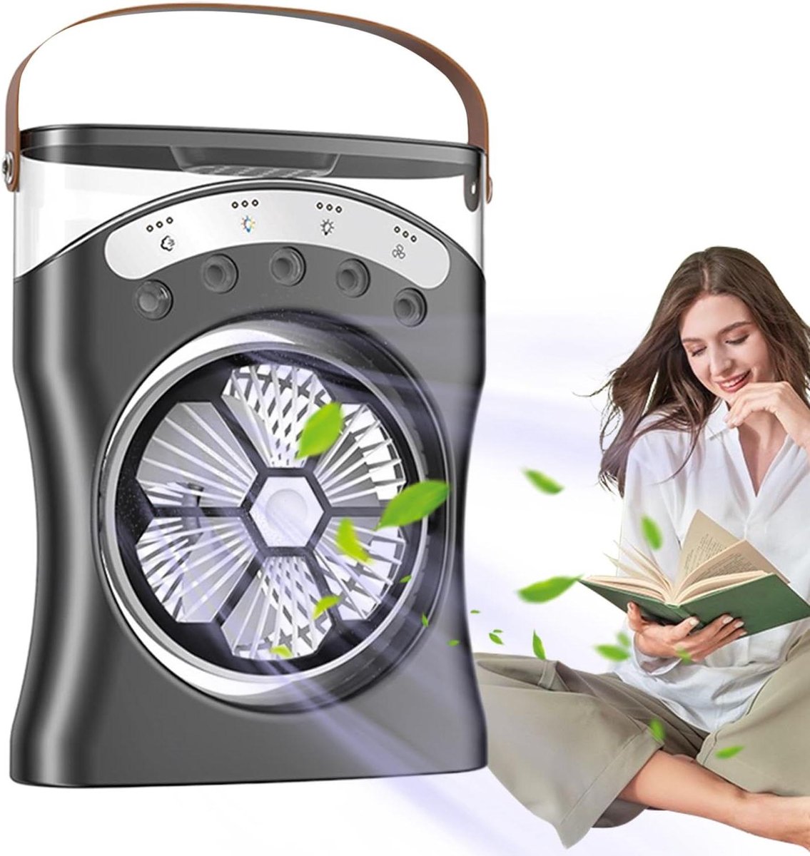 Waternevel Ventilator - Koelmachine Oplaadbaar - Persoonlijke Koeling - 180 Graden Rotatie - 550ml Tank - Zwart