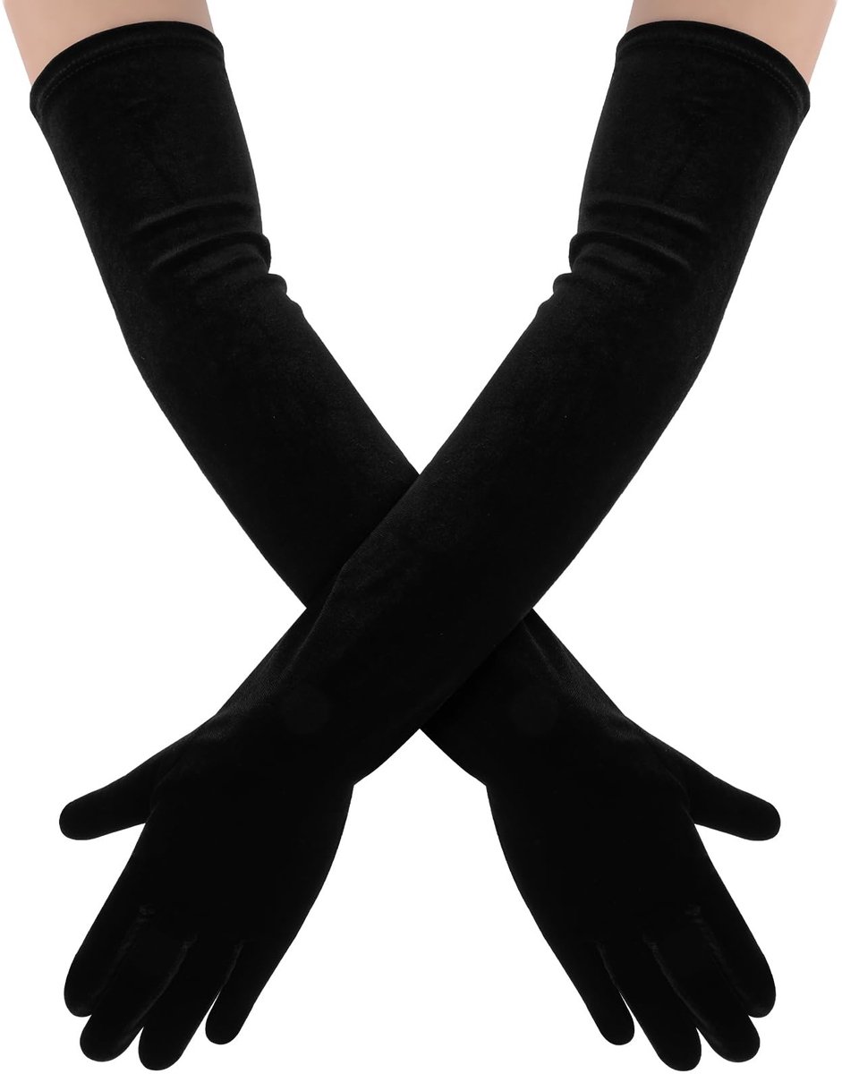 Dailygoods- Fluwelen Handschoenen 53 cm - Lange Handschoenen - Elegante Operahandschoenen - Bruiloftshandschoenen - Geschikt voor Formele Kleding - Perfect voor Gala/Ceremonie - Opera Handschoenen