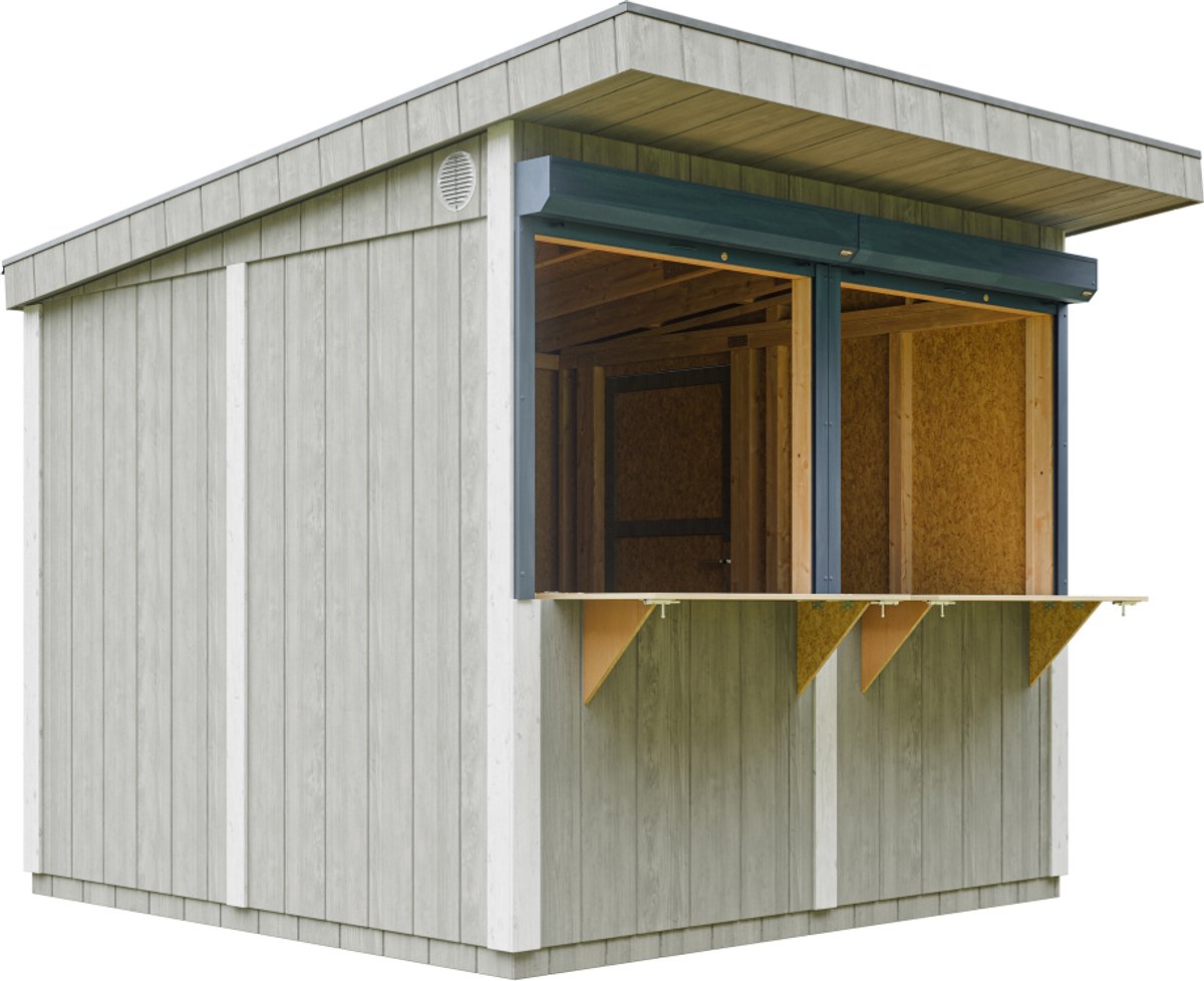 Timbela M950-TUNDRA GREY - LP SmartSide Marktkraam met toonbank - 5,9 m² - 305x248xH240 cm - Tuinbar, buitenkiosk met verf