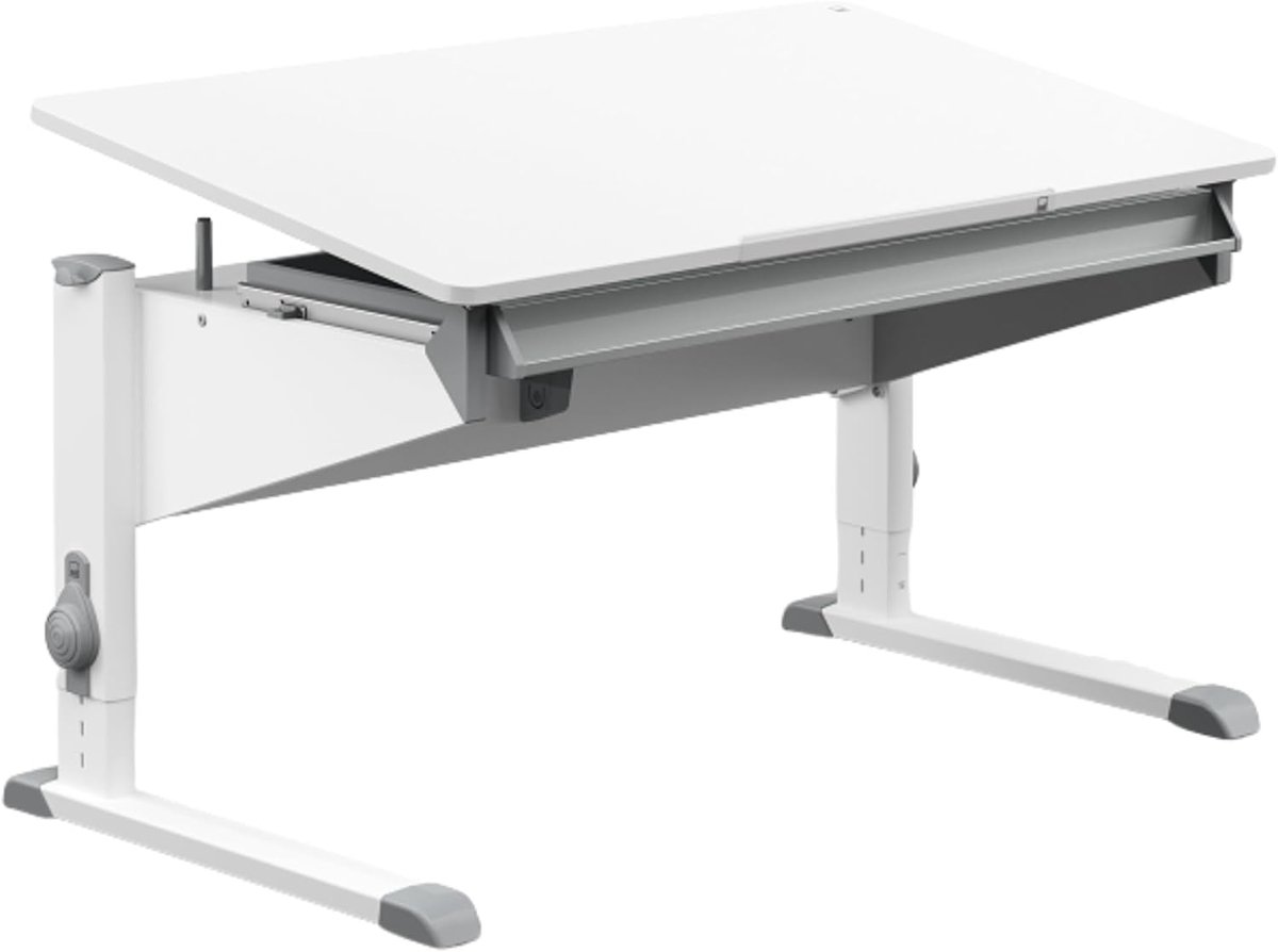 Moll Bandit Kinderbureau - In hoogte verstelbaar - Kantelbaar blad - Ergonomisch en meegroeiend bureau - Voor schoolkinderen - Wit
