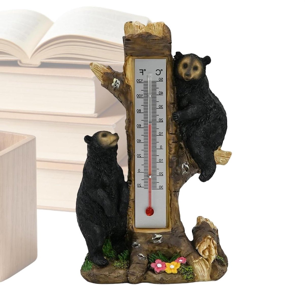Buitenthermometer decoratie - Weerstation tuin - Temperatuur meten - Beer familie ontwerp - 27 cm lengte - Multicolor