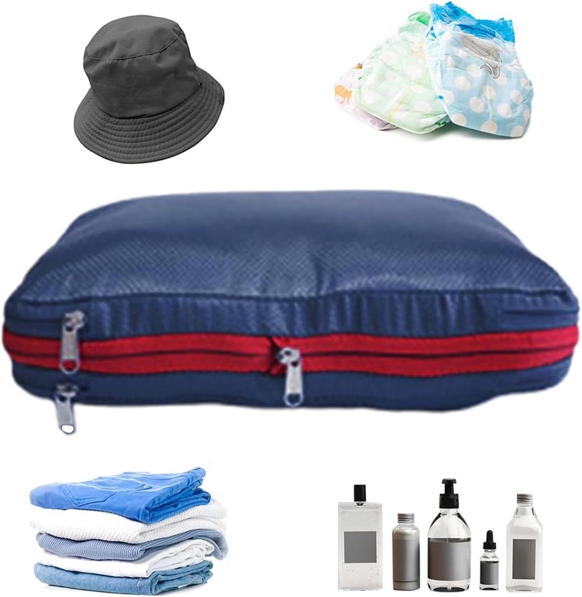 Compressiezakken - Reisorganizers - Ruimte Besparen - Dubbelzijdig Ontwerp - 38.6 x 27.4 cm - Donkerblauw