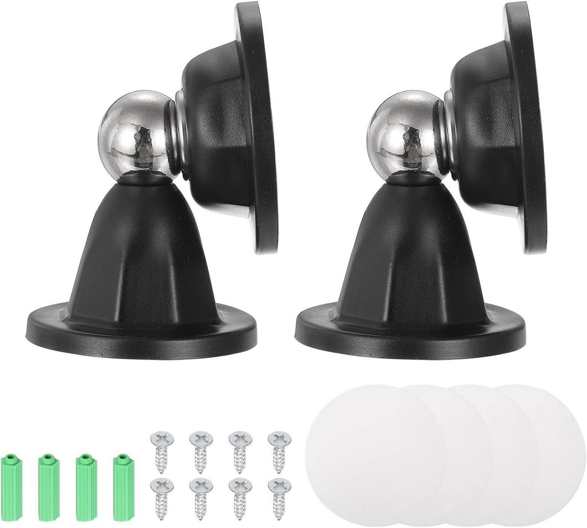 Magnetische Deurstopper - Deurhouder Set - Deuren Open Houden - Dubbele Installatie - 7 cm Hoog - Mat Zwart