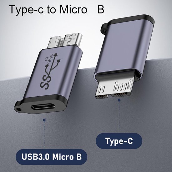 USB C Adapter - Micro B Converter - Harde Schijf Aansluiten - Snelle Data Overdracht - 10 Gbit/s - Zwart — afbeelding 4